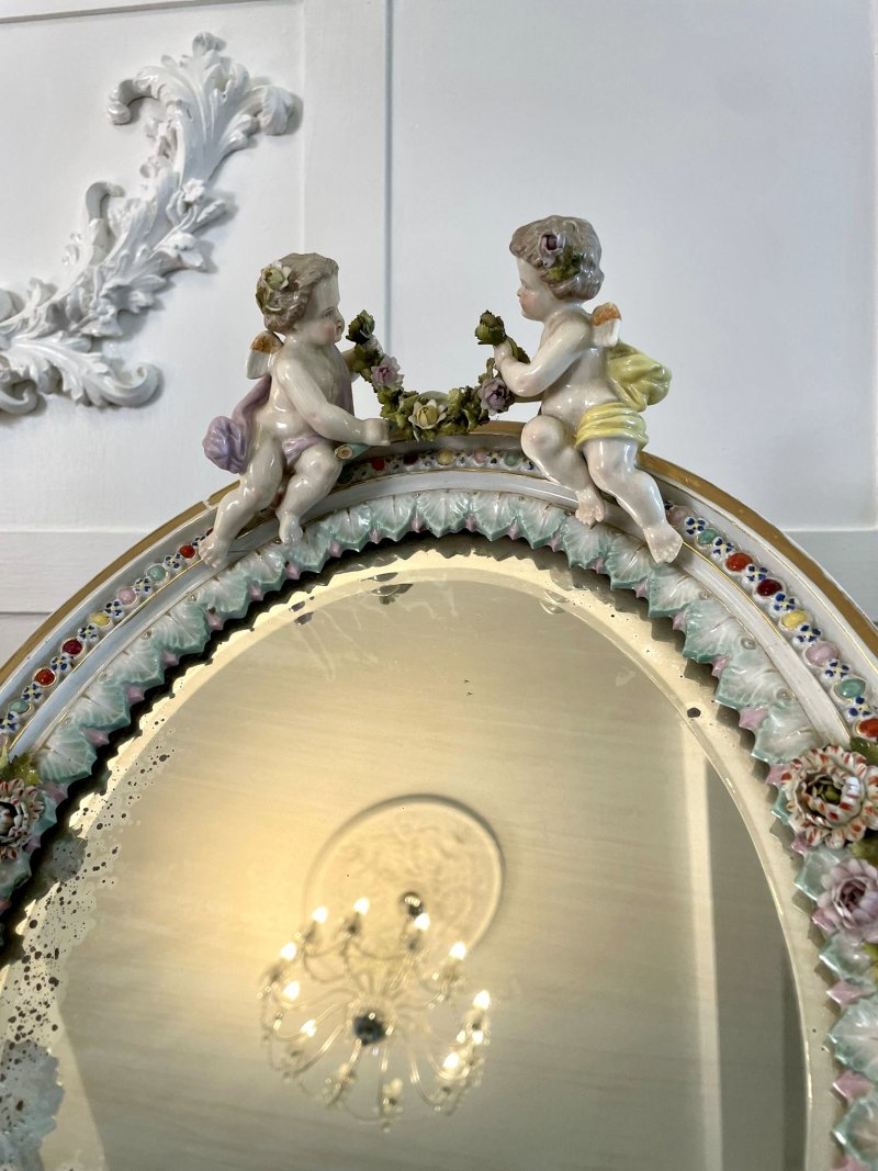 Large Antique Continental Porcelain Easel Mirror - Image 5